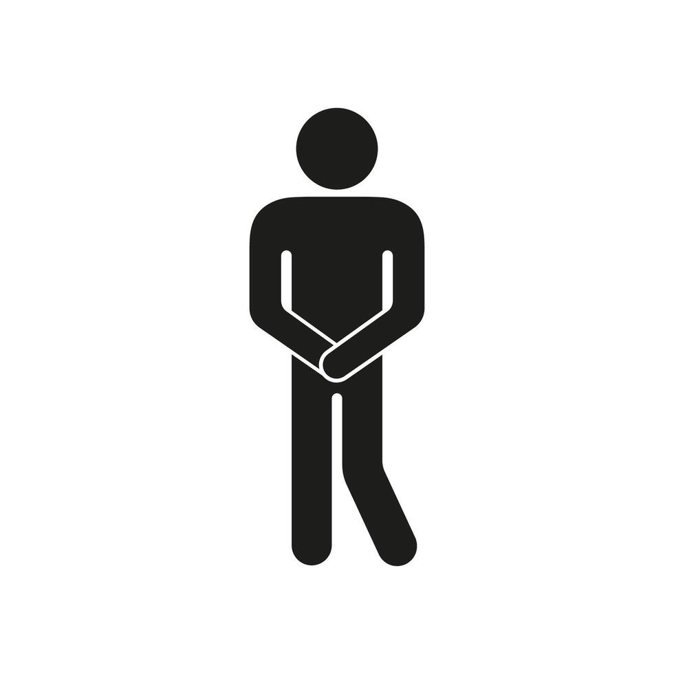 Man in Need of Toilet. Male Restroom Symbol. Human Figure Standing with Urgency for Bathroom. Isolated Illustration vector
