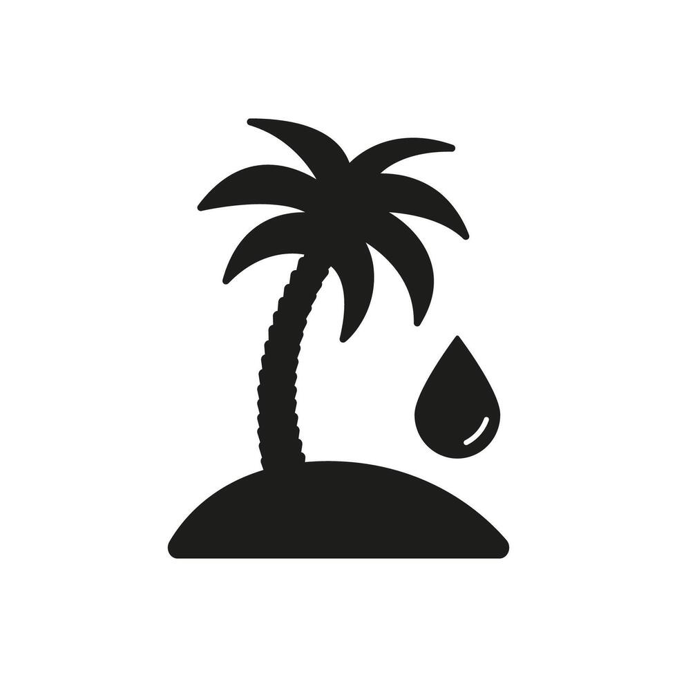 Palm Oil Silhouette Icon. Palm Tree and Oil Drop Symbolizing Issues in Oil Extraction and Environmental Sustainability. Isolated Illustration vector