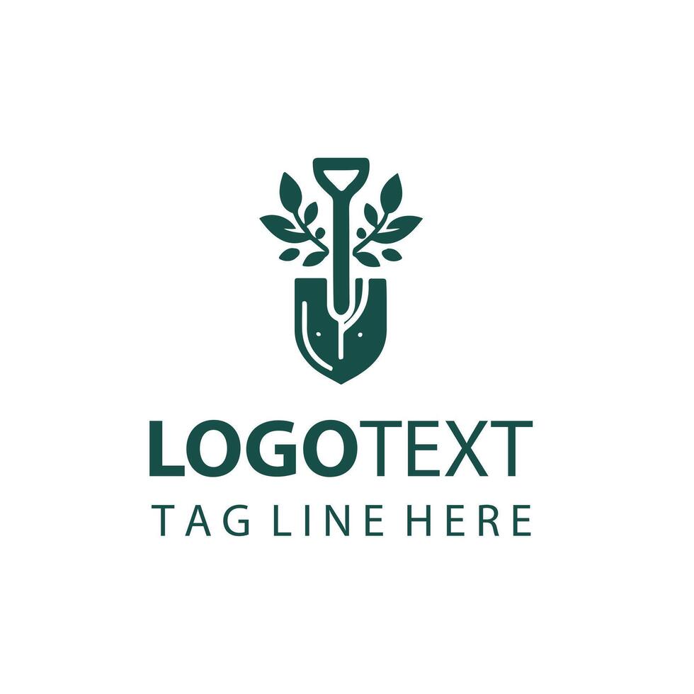 Dig Core shovel floral logo vector