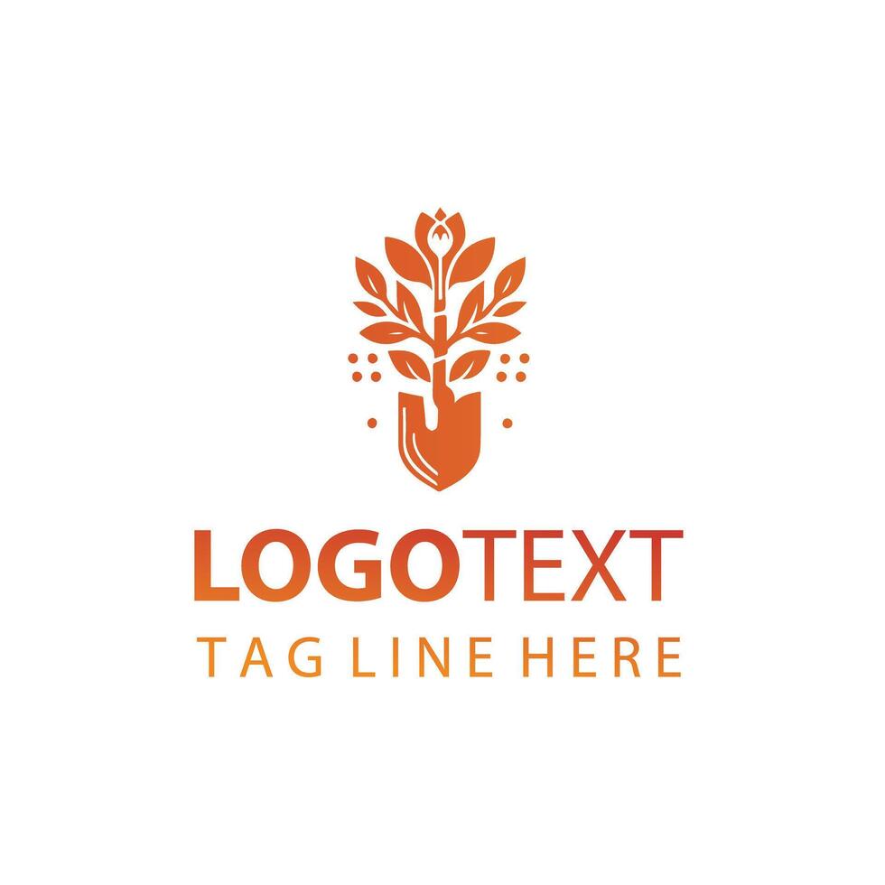 Earth Edge Tools shovel floral logo vector
