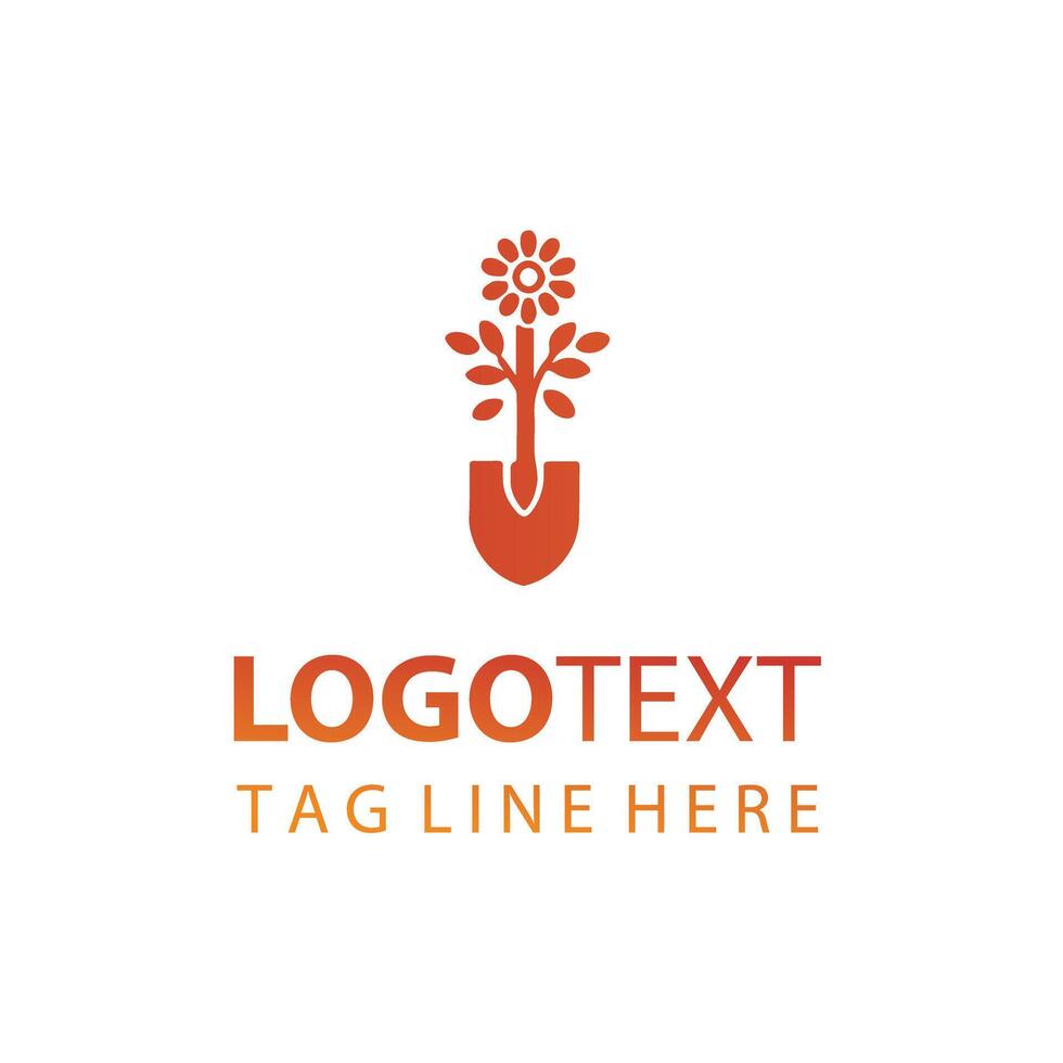 Dig Craft Tools shovel floral logo vector