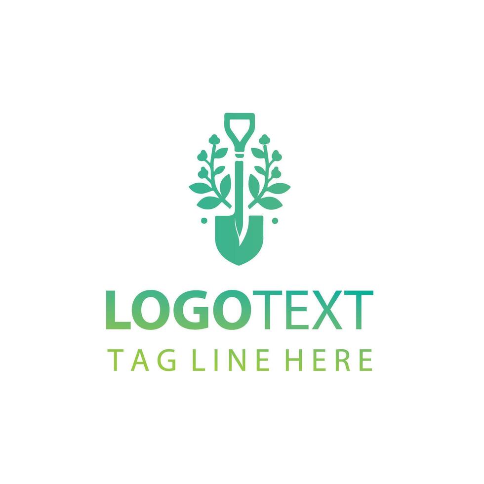 Terra Dig floral shovel logo vector