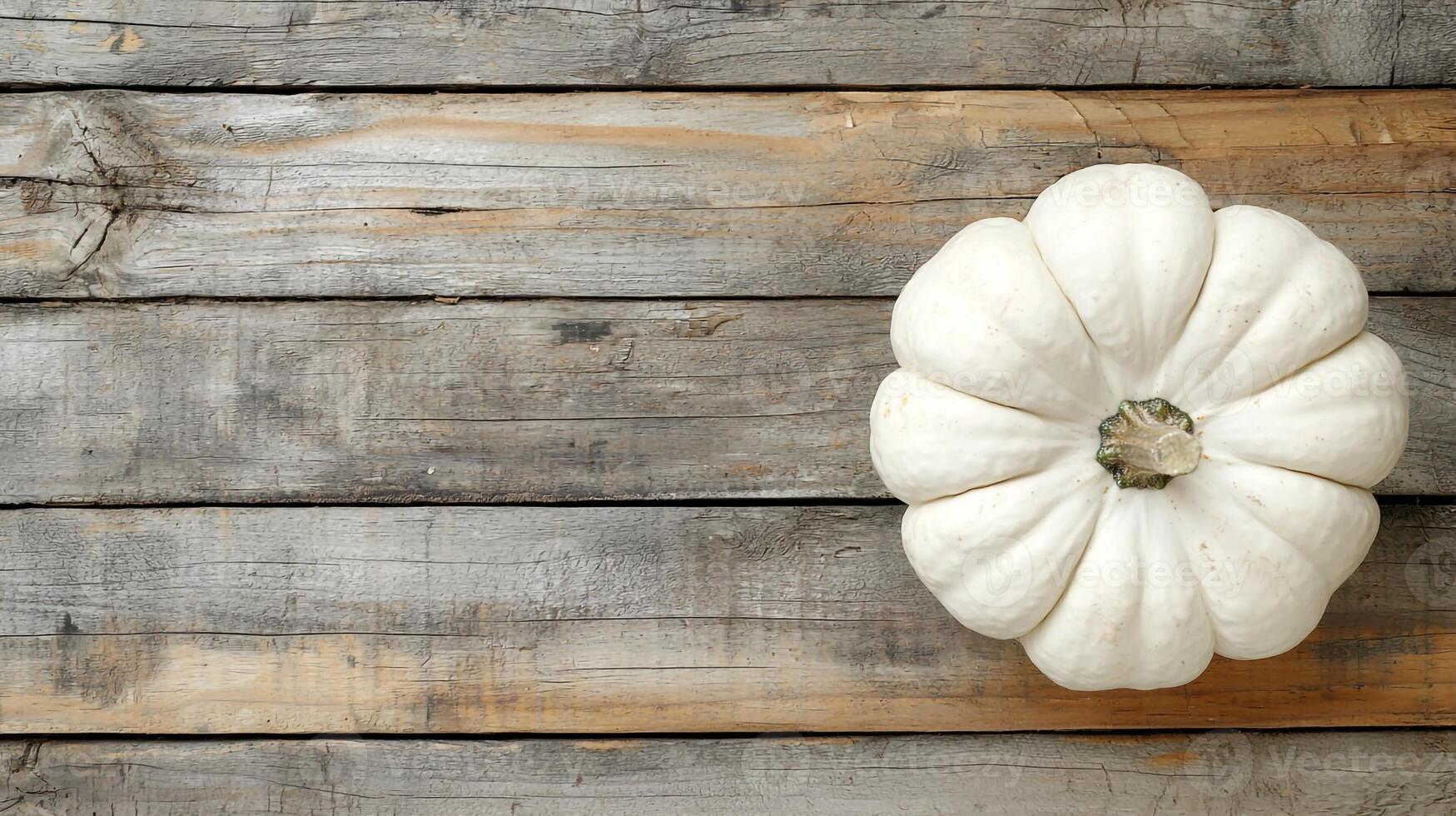 A white pumpkin on a wooden surface photo