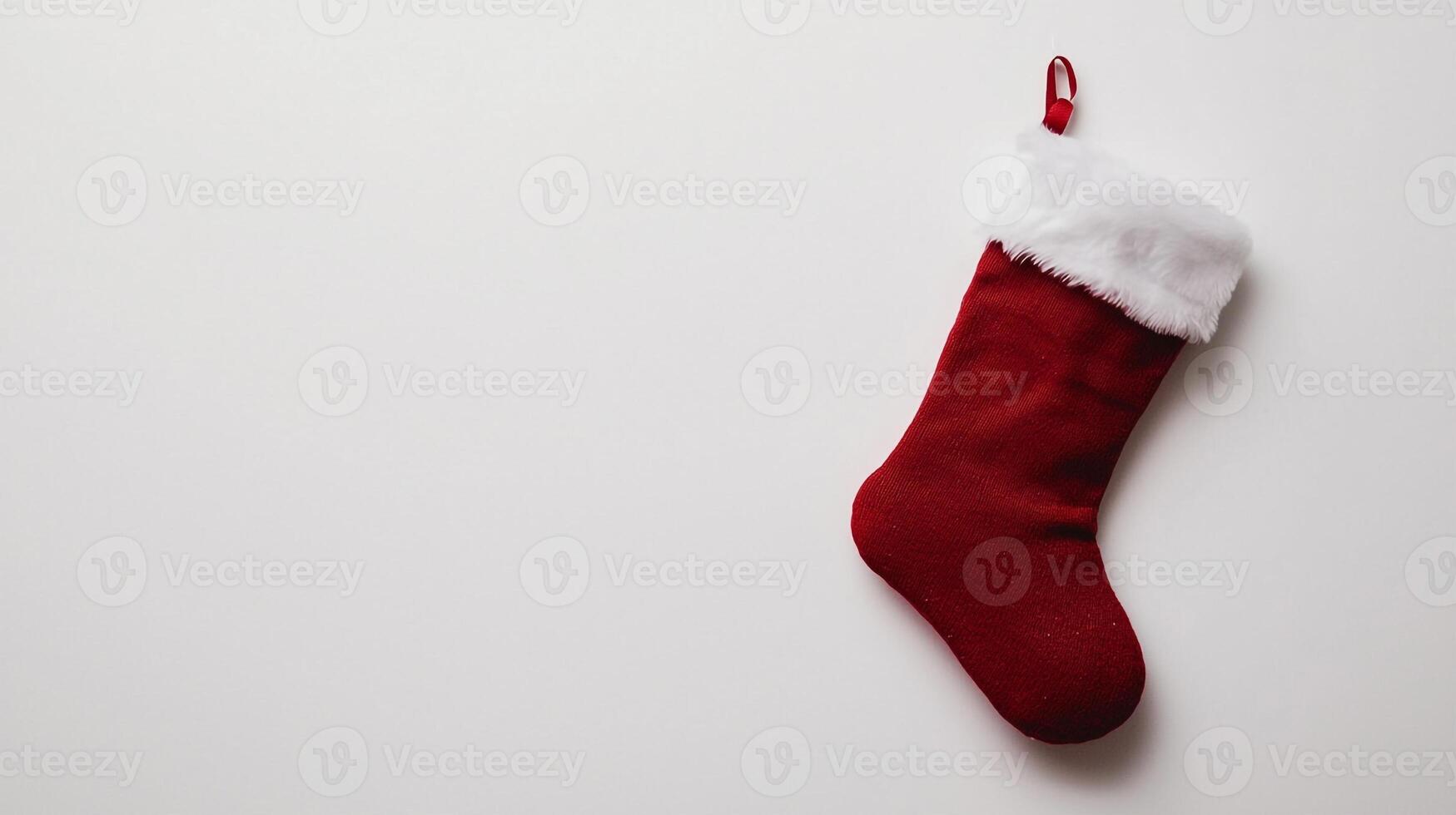 A red christmas stocking on a white background photo