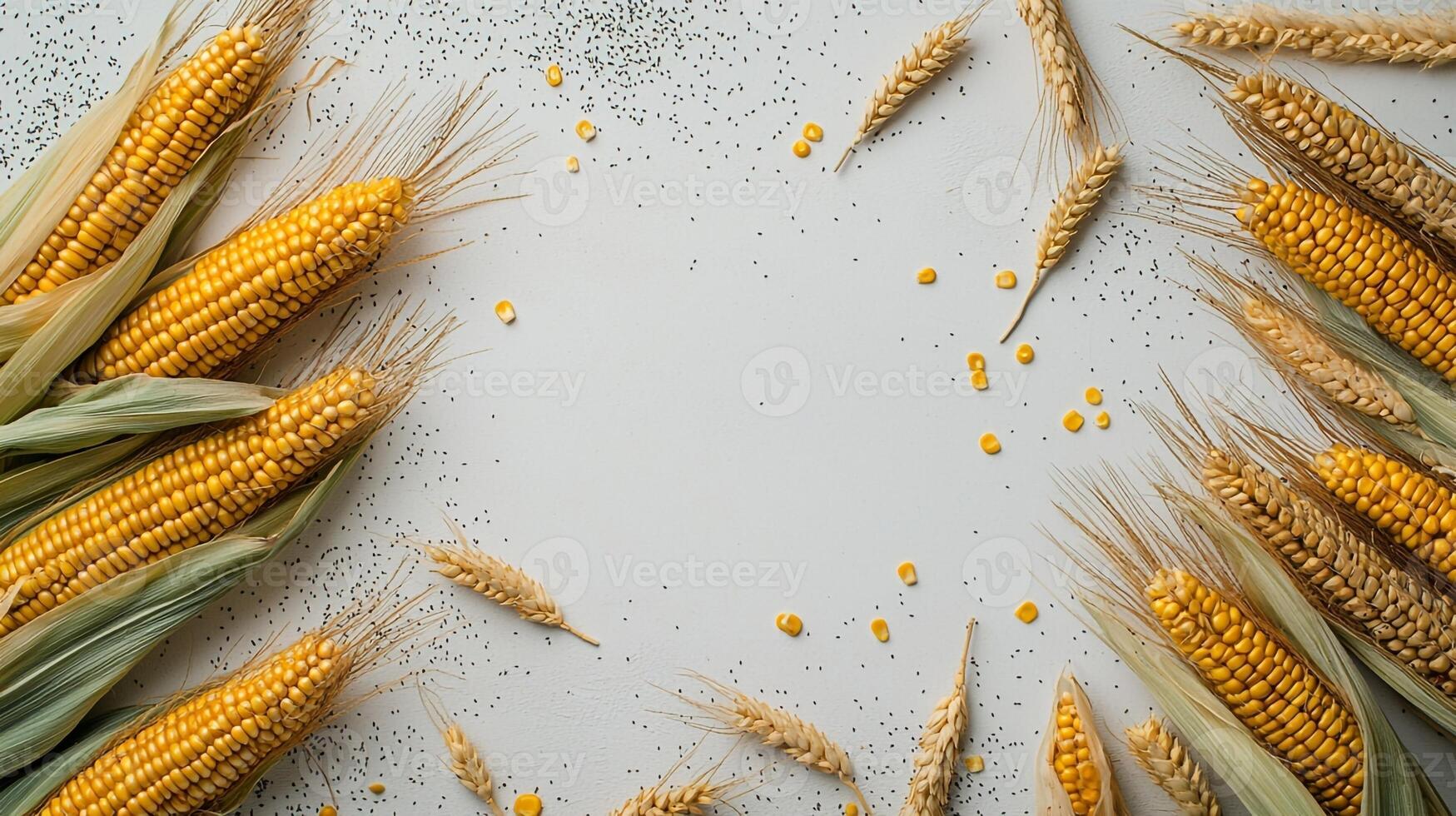 Corn on white background with space for text photo
