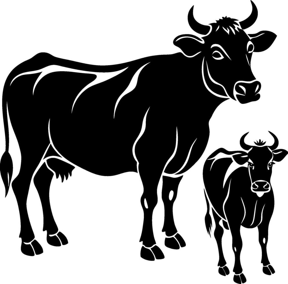 Minimalistic Cow Silhouette Art vector