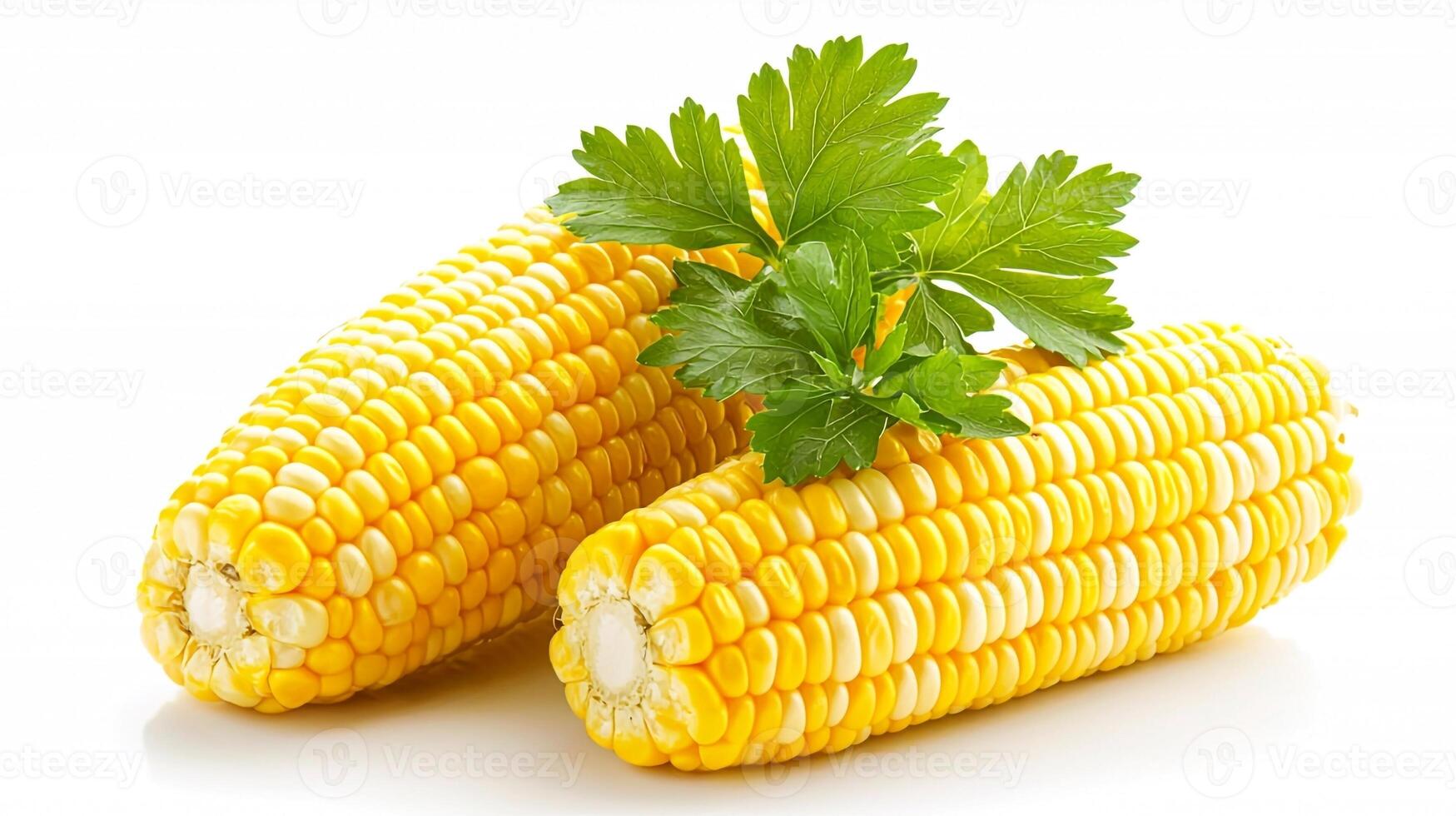 Corn on the cob with parsley photo