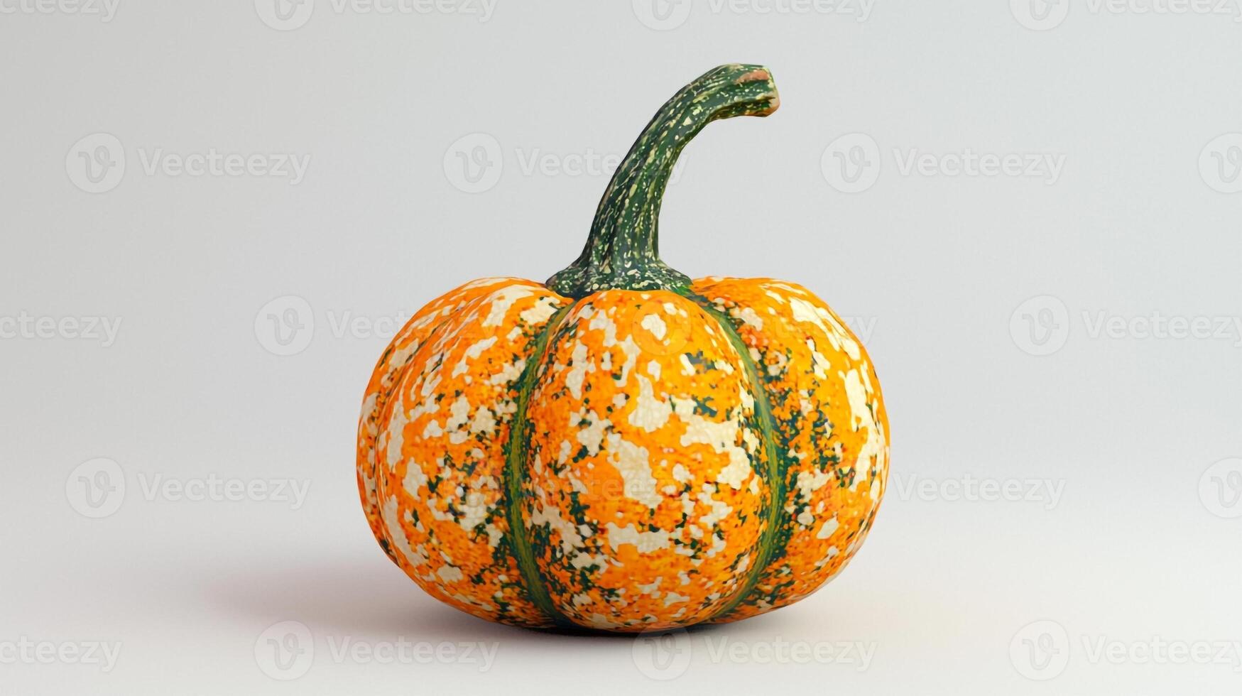 A small pumpkin with a green and white pattern photo