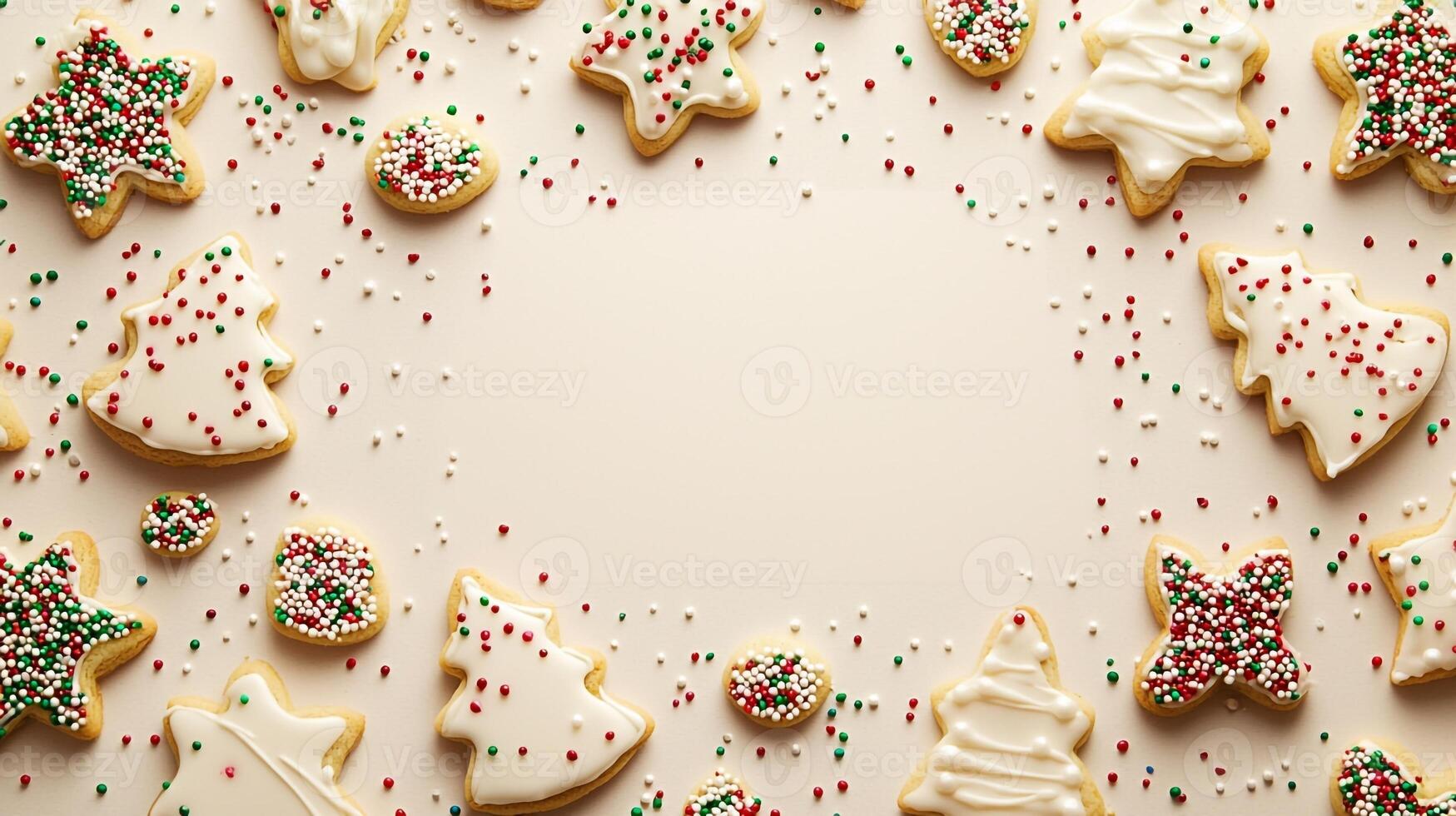 Christmas cookies on a white background with a copy space photo