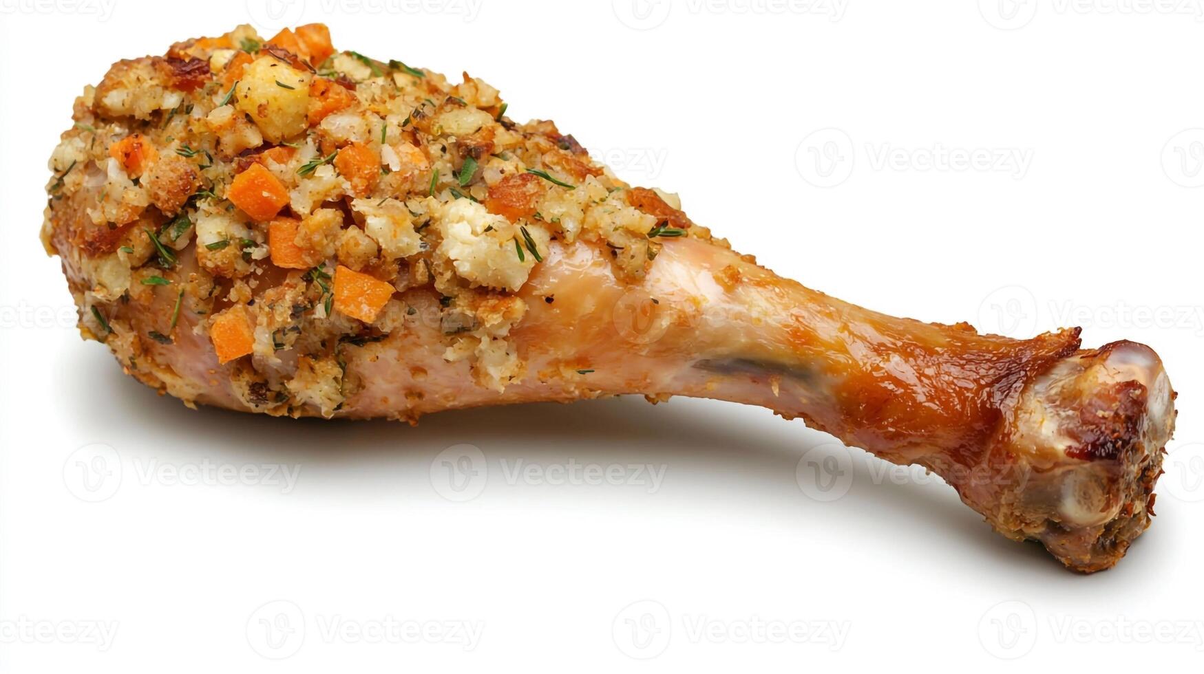A chicken leg with stuffing on it photo