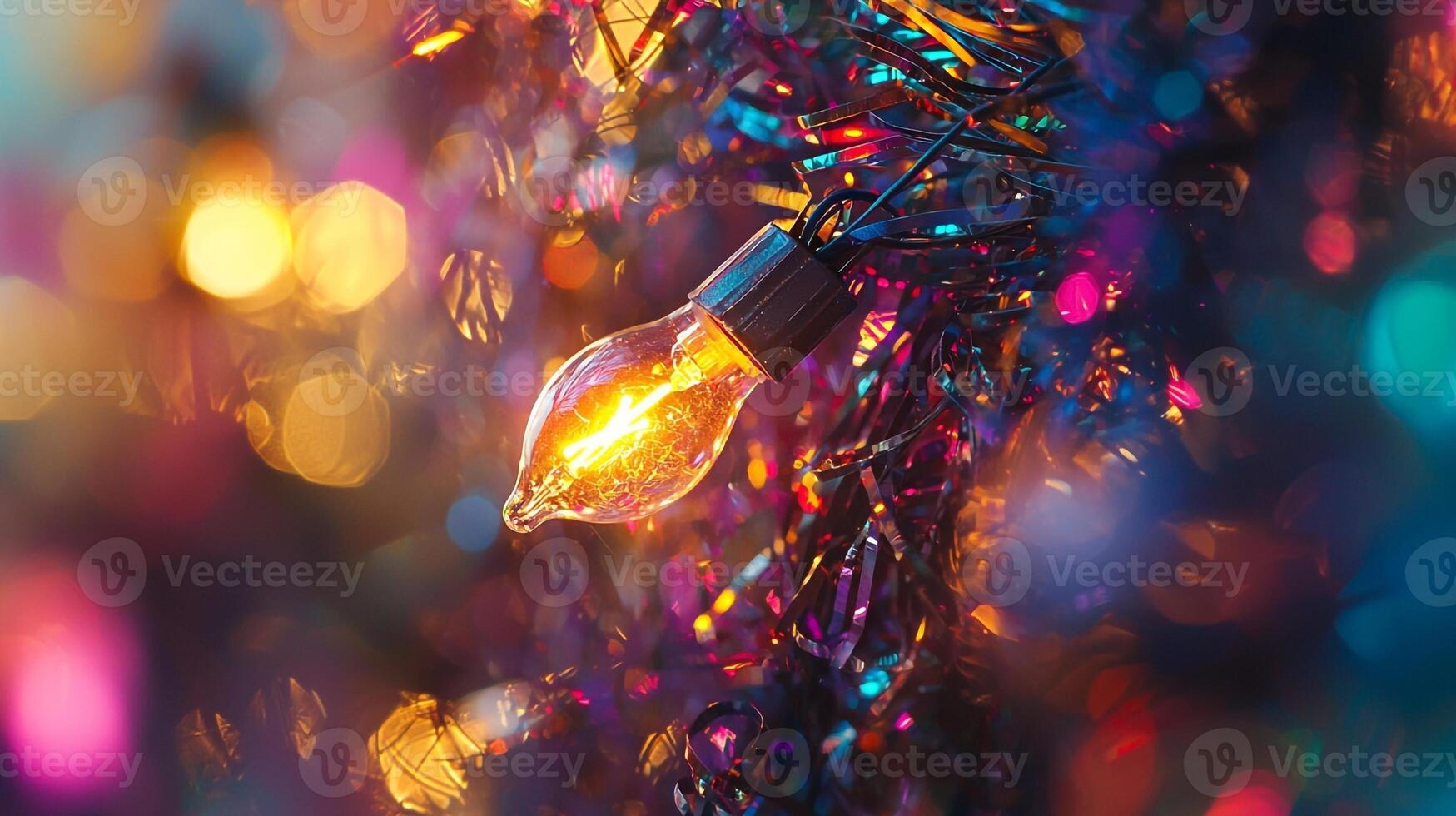 A close up of a christmas light bulb photo