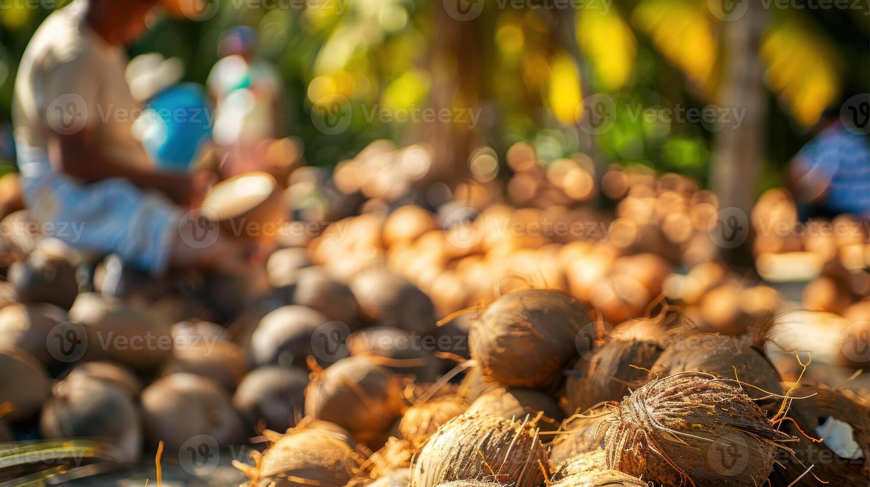 Large quantities of coconuts harvest photo