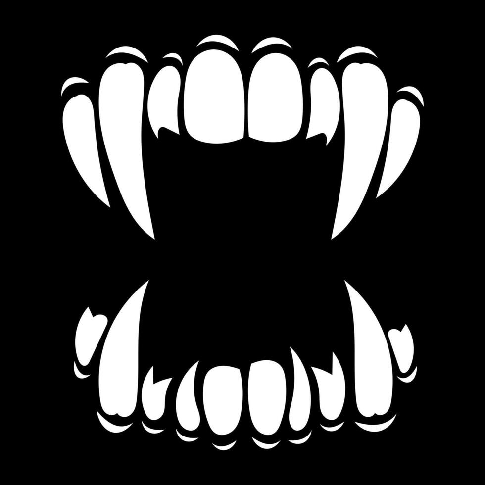 Vampire teeth isolated on black background vector