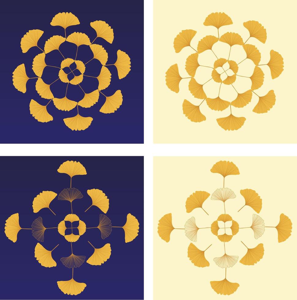 Tiles with ginkgo biloba leaf patterns vector