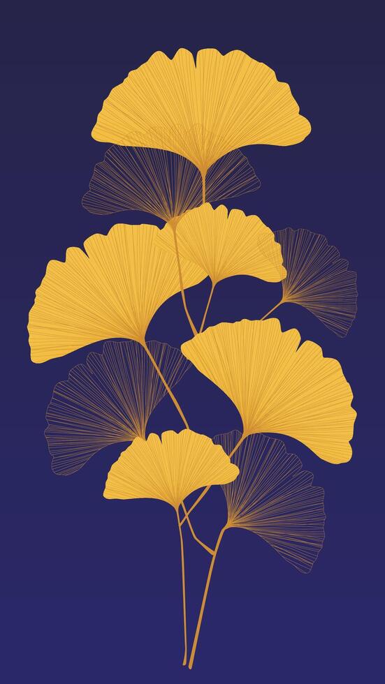 Mobile background with ginkgo biloba leaf pattern in blue tones vector