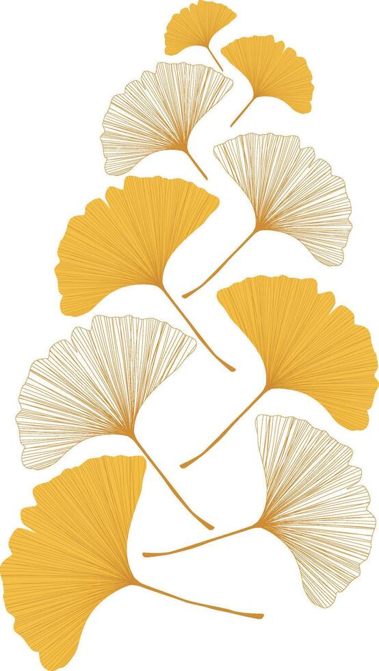 Mobile background with ginkgo biloba leaf pattern in white and yellow tones vector