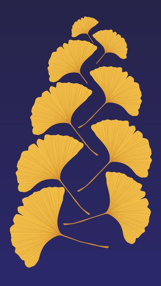 Mobile background with ginkgo biloba leaf pattern vector