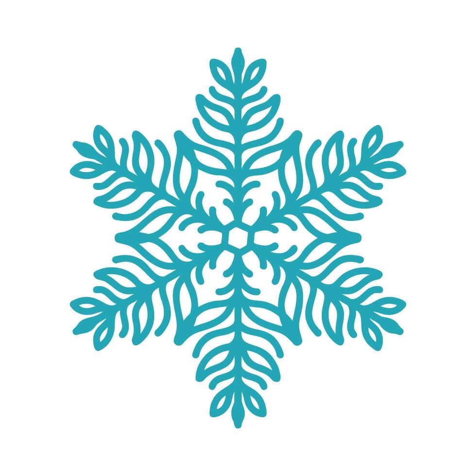 Detailed unique snowflake, hand drawn illustration. Graphic outline doodle drawing. Christmas and New Year symbol. Unique snowflake silhouette icon for frosty winter designs and decoration. vector