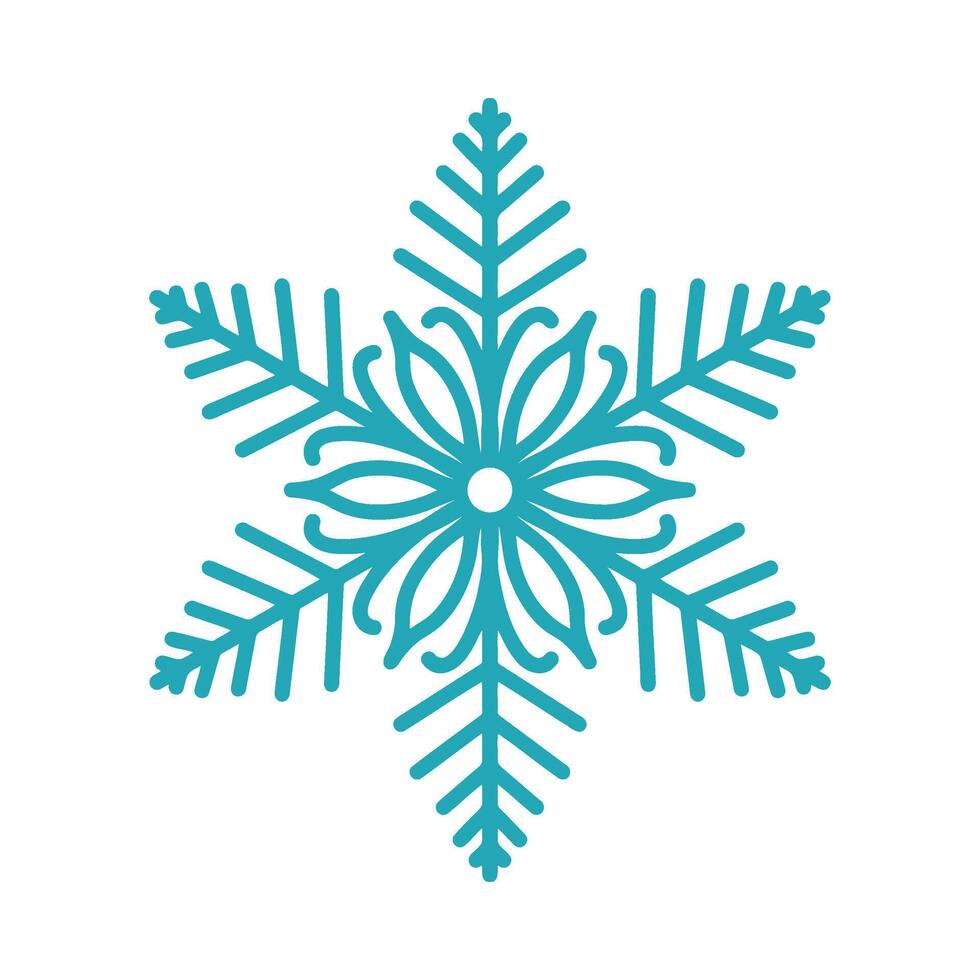Blue snowflake, detailed hand drawn illustration. Graphic outline doodle drawing. Christmas and New Year symbol. Unique snowflake silhouette icon for winter decor.. vector