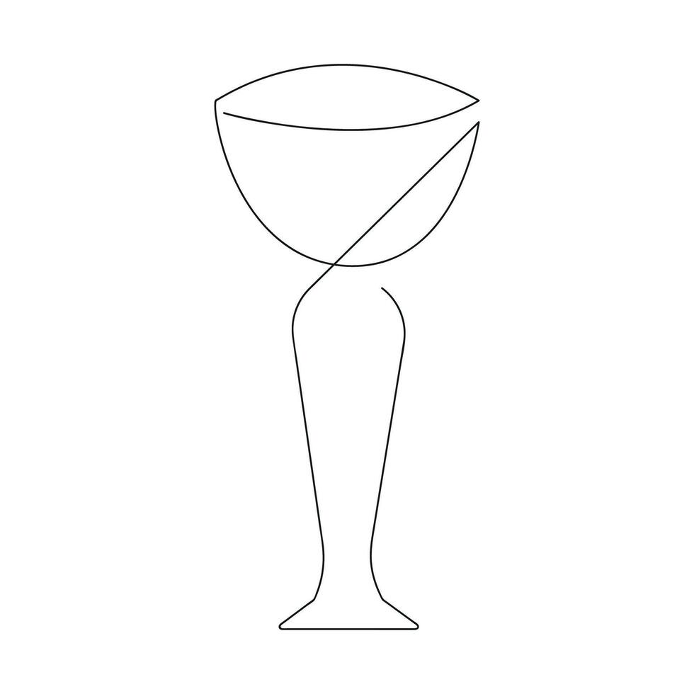 Trophy cup in one continuous line. One line drawing, minimalism. vector