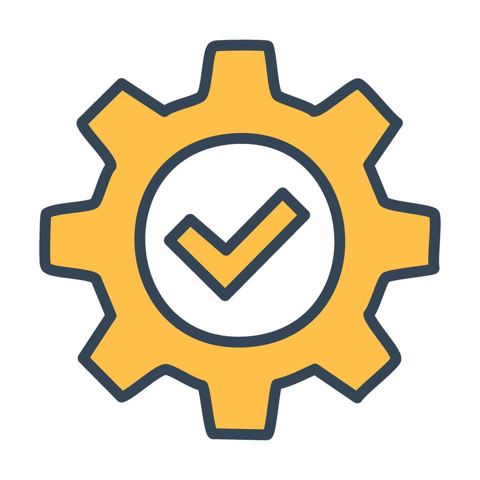 gear with checkmark icon object vector