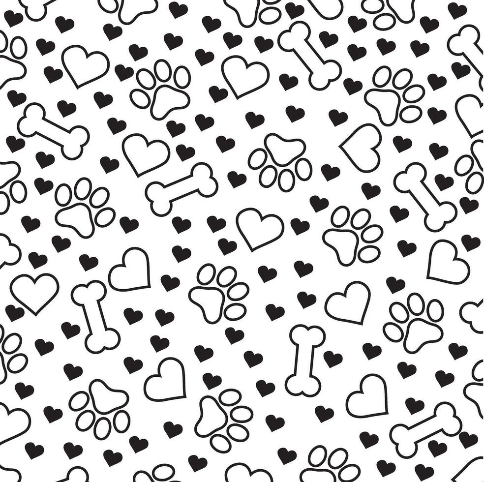 Playful Paws Hearts and Bones Seamless Pattern for Pets vector