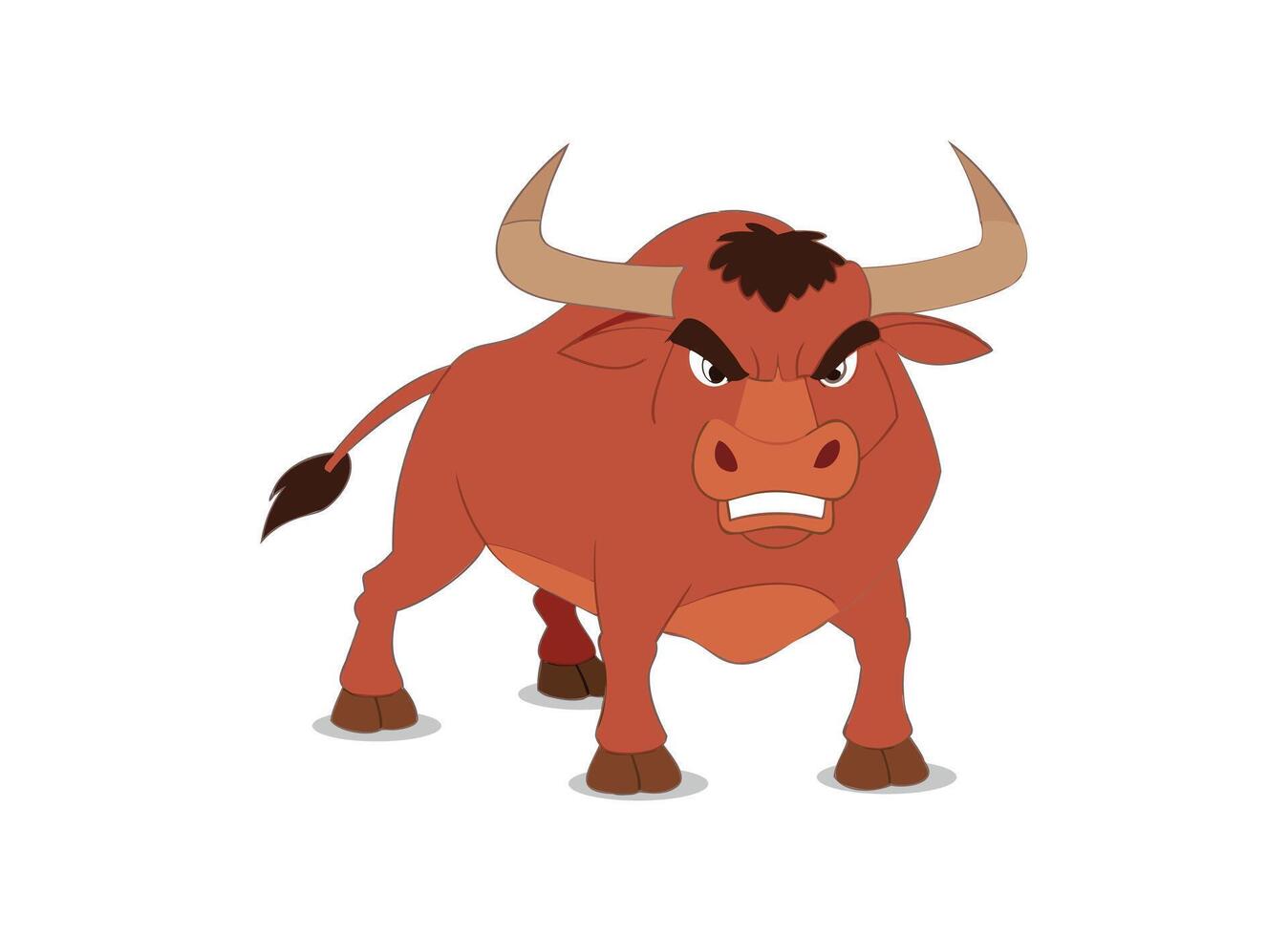 Angry Red Bull Cartoon Fierce Farm Animal Illustration vector