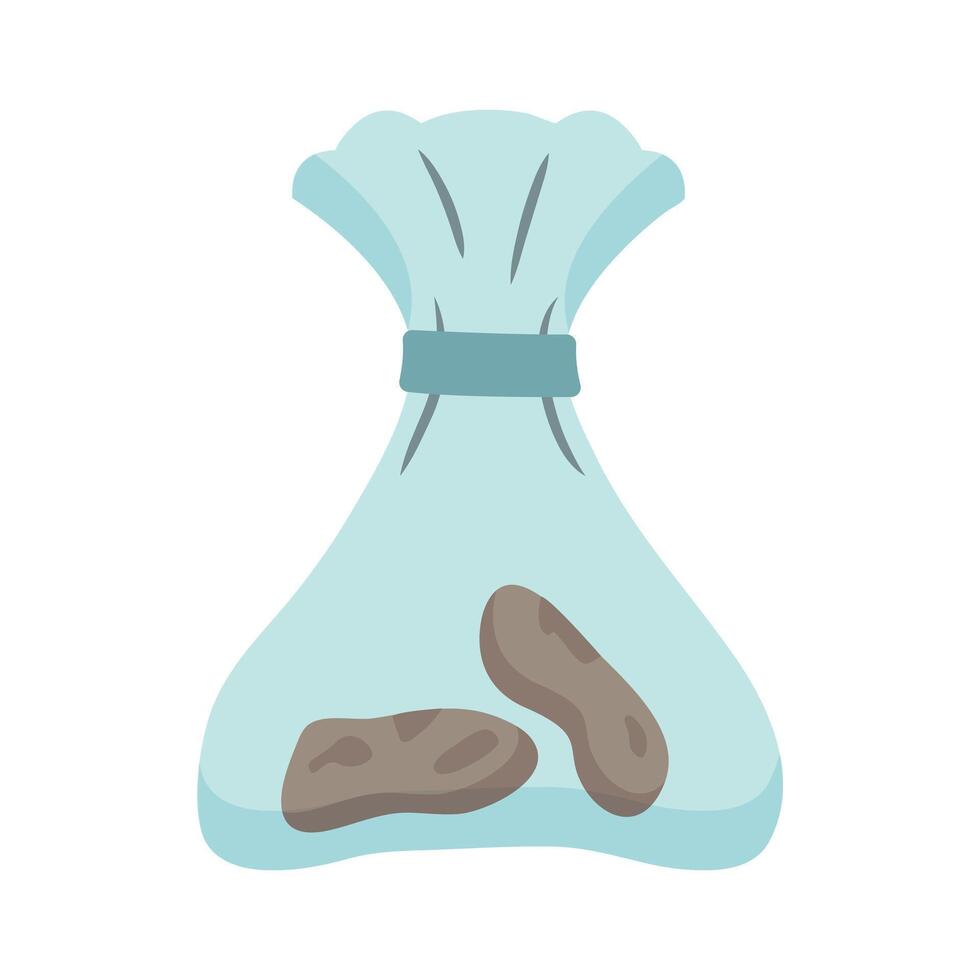 Dog Poop in Hygienic Bag. Clean up after pet. in disposable plastic Packet. Feces, animal excrement. Pick up and Remove. Make the world cleaner. Isolated. Flat style. Colored illustration vector