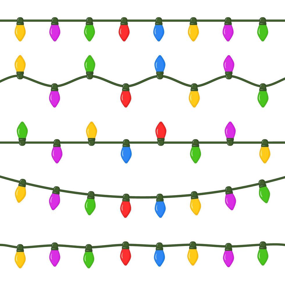 Set of Christmas lights. Cartoon illustration vector