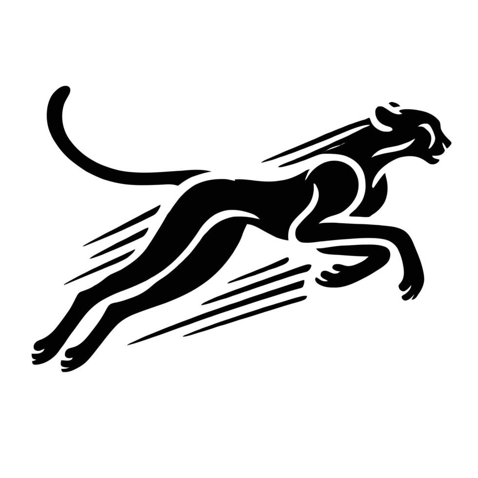 A black and white cheetah running logo vector