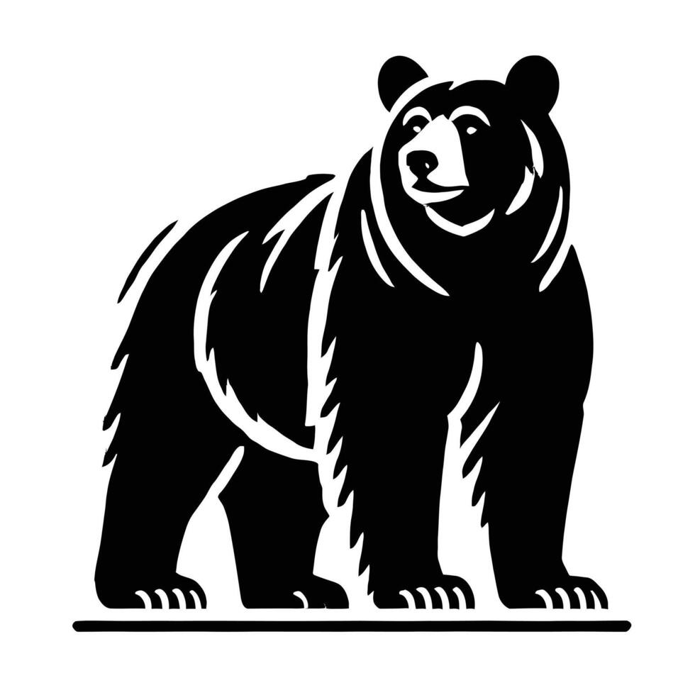 A black and white bear logo on a white background vector