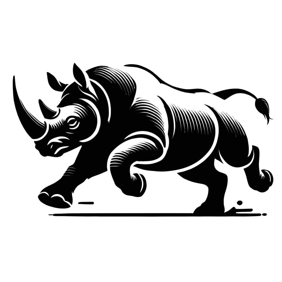 Rhino running illustration vector