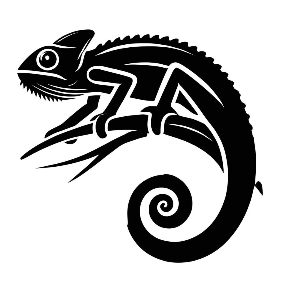 Chameleon lizard on a branch vector