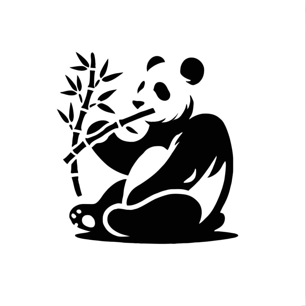 Panda bear eating bamboo on a white background vector