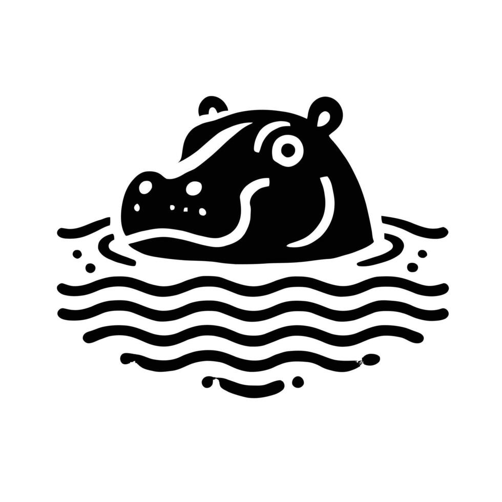 Hippo in the water icon vector