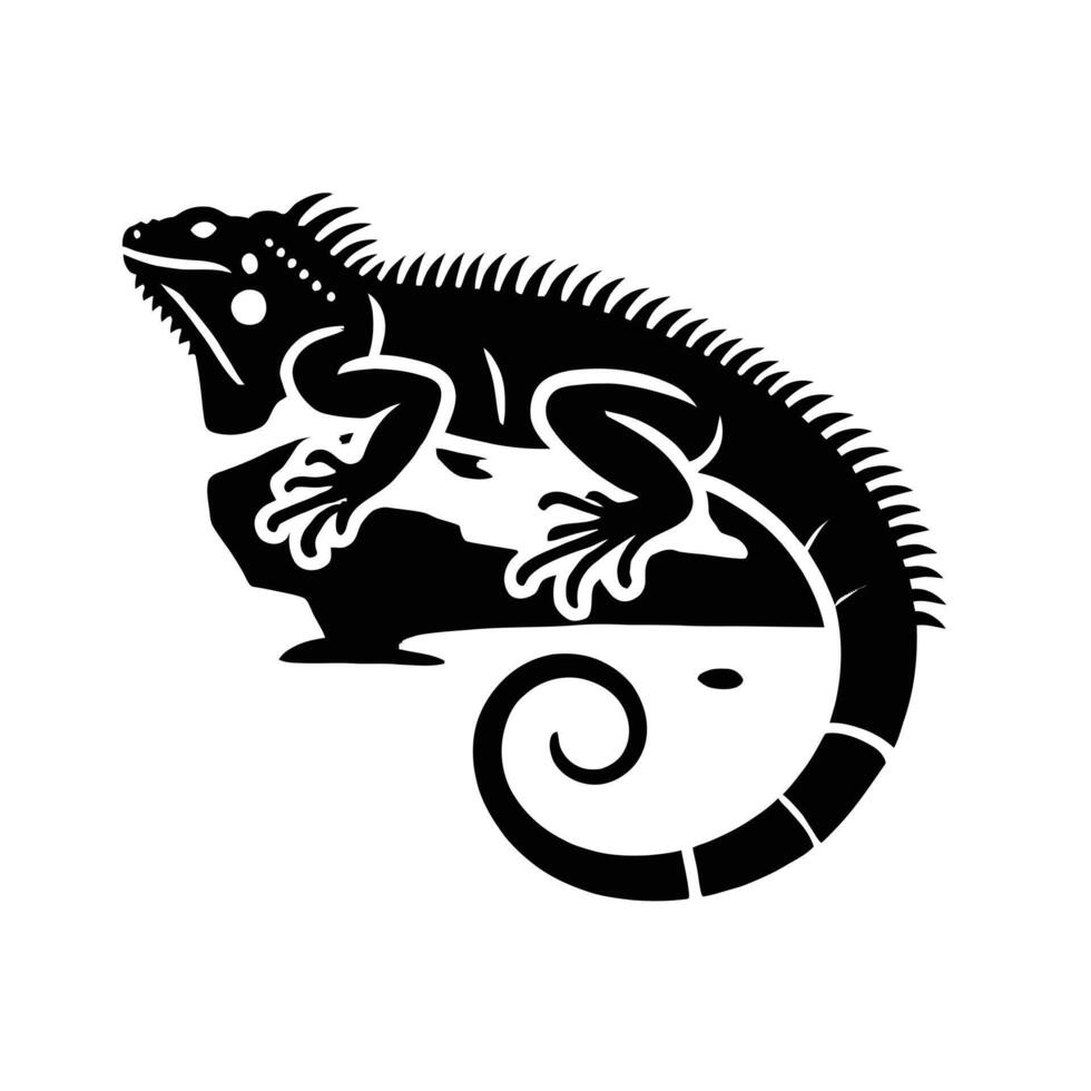 An iguana is sitting on a rock vector