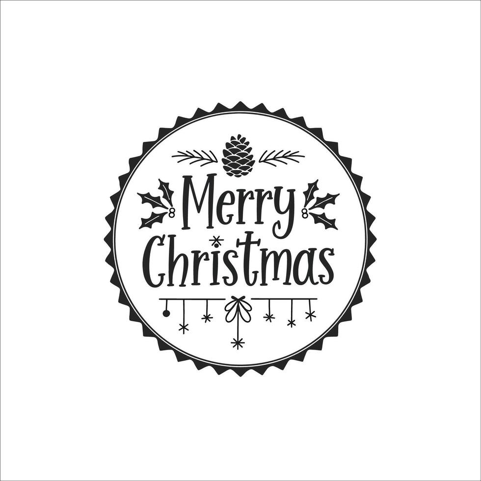 Decorative Merry Christmas with Pine Cones and Holly Accents vector