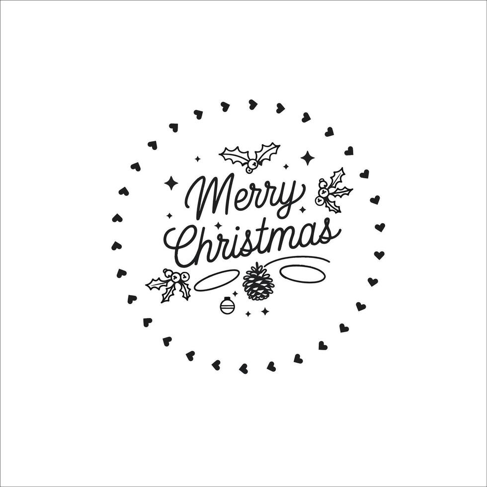 Minimalist Merry Christmas with Stars and Pine Cone Details vector