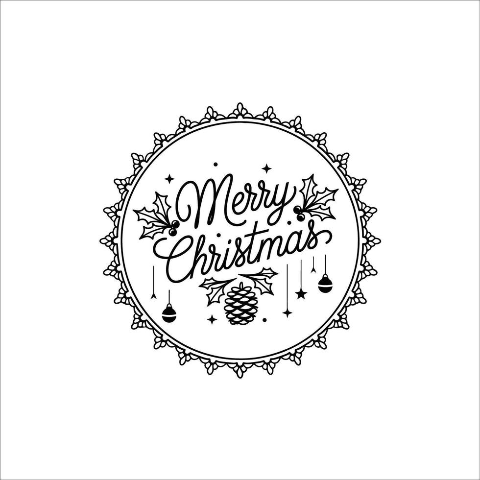 Classic Black and White Christmas Greeting for Holiday Decor vector