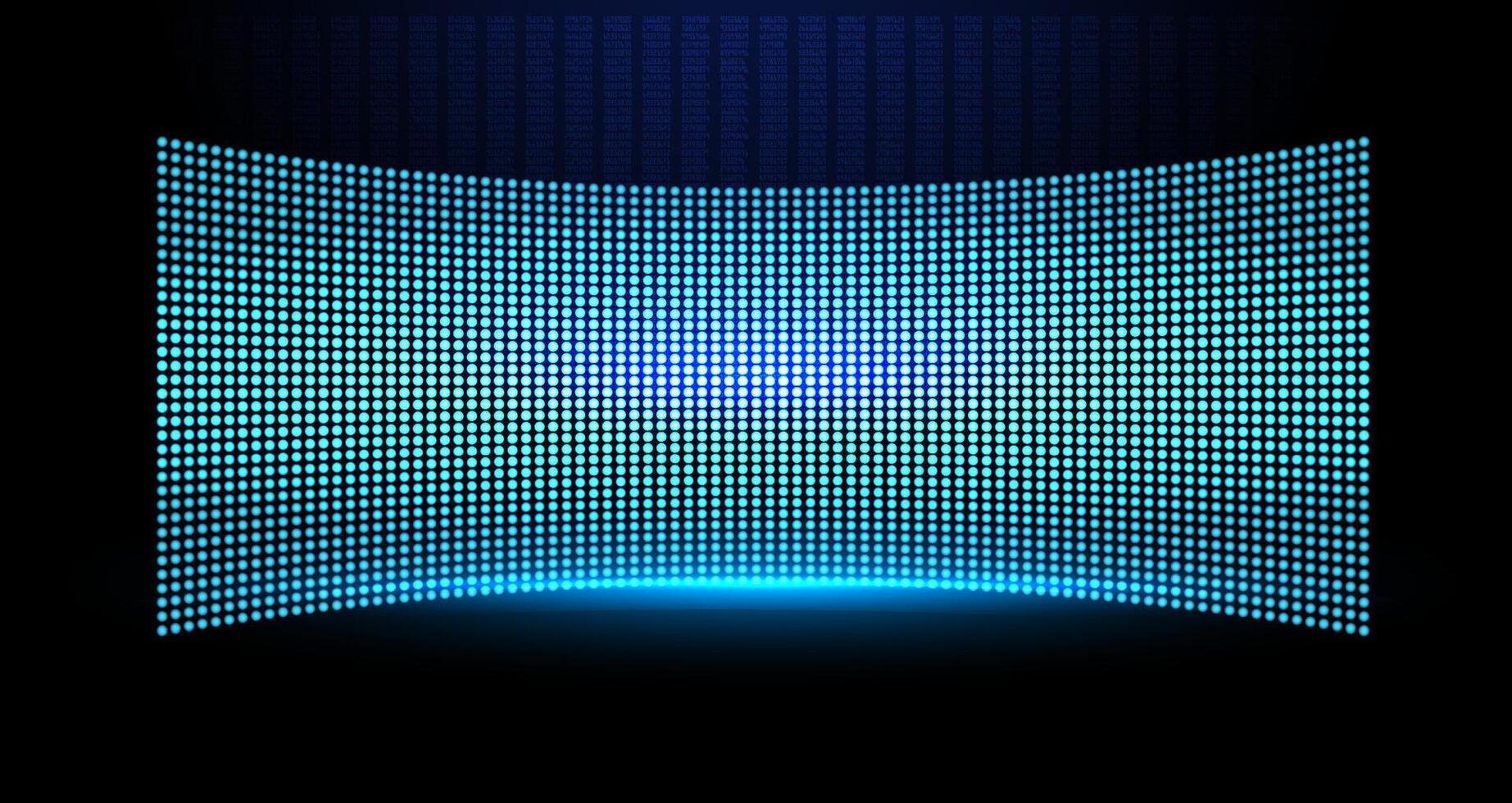 Colorful LED wall display illuminated in dark space showcasing digital patterns and vibrant hues. vector