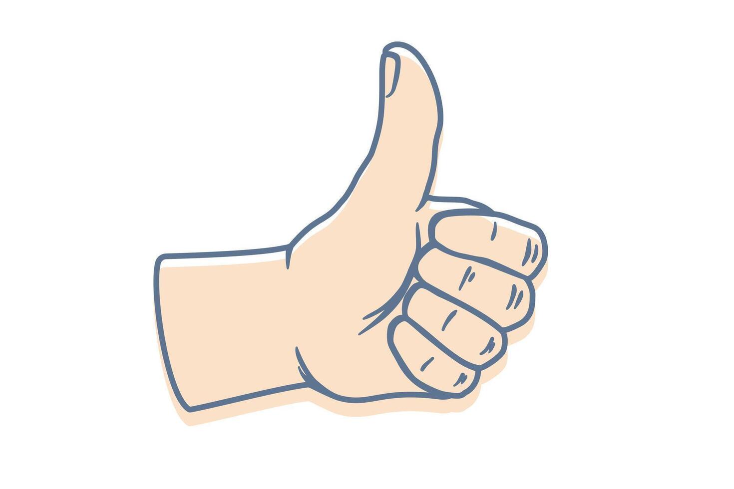 Icon of like hand. Illustration of like on isolated background. Sticker of thumb up. vector