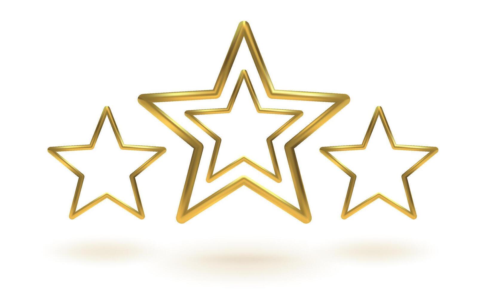 Icon of golden star on white background. Achievements for games or customer rating feedback of website. vector