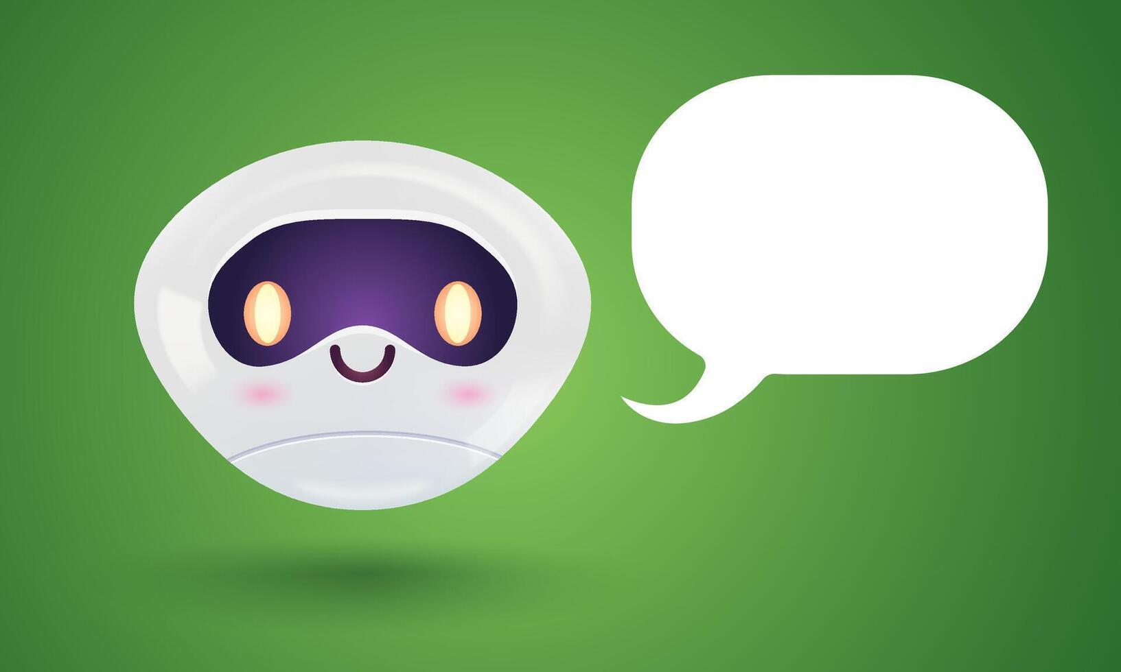 Illustration of a cute robot with a speech bubble.Icon for chatbot with message in realistic style. vector