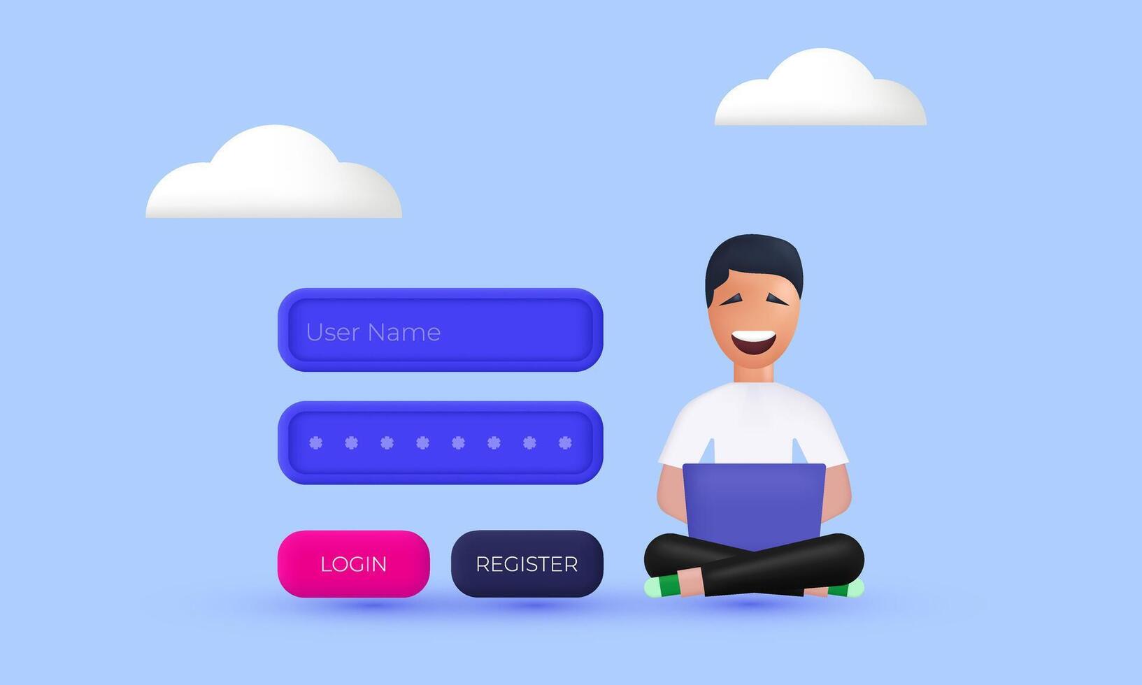3d illustration user login wrong password design on background vector
