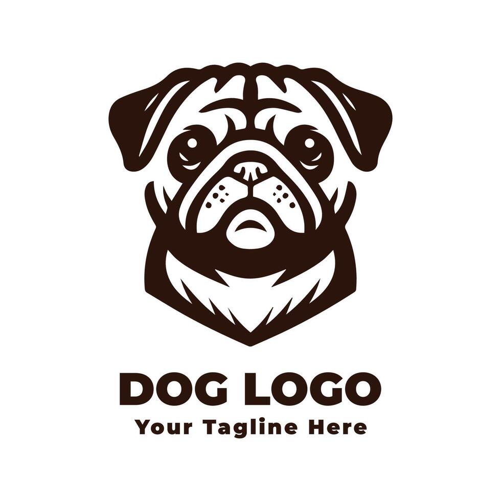 Dog Simple Logo Illustration With Brown Concept vector