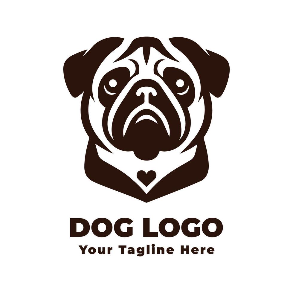 Dog Simple Logo Design With Brown Concept vector