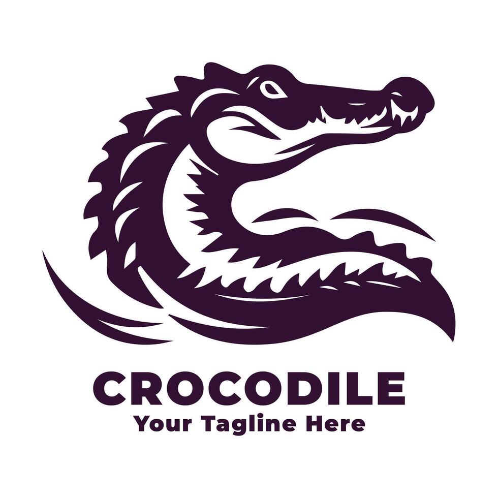 Crocodile Logo Simple Design With Flat Background vector