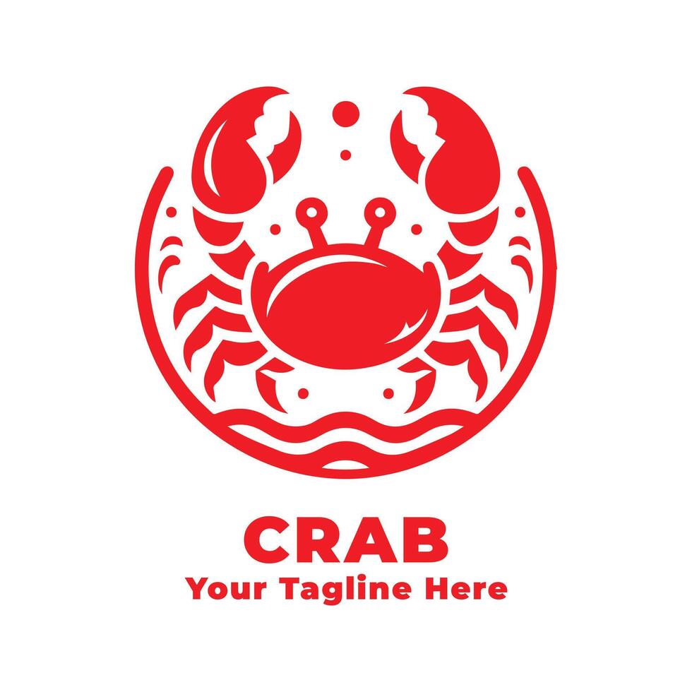 Logo Crab Simple Illustration With Red Concept vector