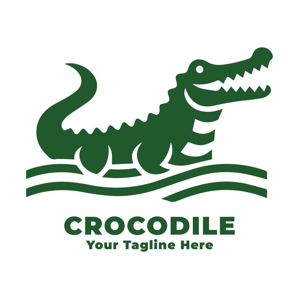 Logo Crocodile Simple Design With Green Concept vector