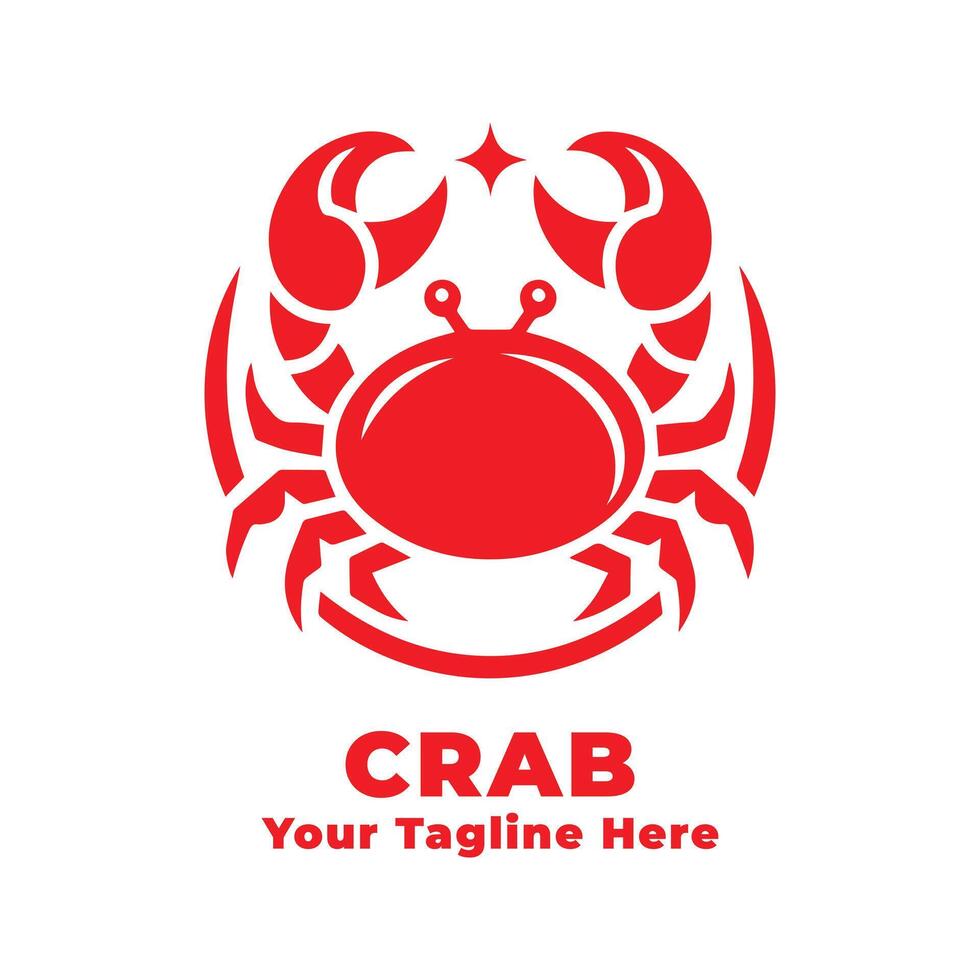 Simple Crab Logo Design With Flat Background vector
